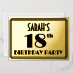 [ Thumbnail: 18th Birthday Party — Art Deco Look “18” + Name Invitation ]