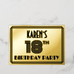[ Thumbnail: 18th Birthday Party — Art Deco Style “18” & Name Invitation ]