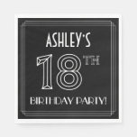 [ Thumbnail: 18th Birthday Party: Art Deco Style + Custom Name Napkins ]