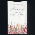 18th Birthday Party August Birth Flower Welcome Banner<br><div class="desc">Elegant summer watercolor pink gladiolus flowers create a beautiful floral border at the bottom of this birthday party welcome sign. Gladiolus flowers are the July birth flower. A trendy font combination gives it a modern aesthetic. All of the text is editable.</div>