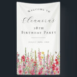 18th Birthday Party August Birth Flower Welcome Banner<br><div class="desc">Elegant summer watercolor pink gladiolus flowers create a beautiful floral border at the bottom of this birthday party welcome sign. Gladiolus flowers are the July birth flower. A trendy font combination gives it a modern aesthetic. All of the text is editable.</div>