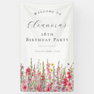 18th Birthday Party August Birth Flower Welcome Banner