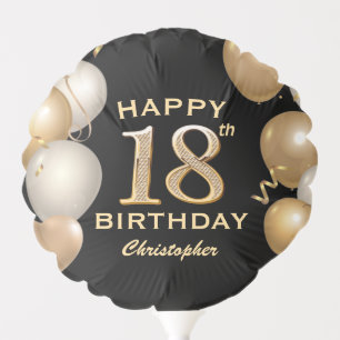 18th Birthday Party Black and Gold Balloons