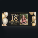 18th Birthday Party Black and Gold Balloons Photo Banner<br><div class="desc">18th Birthday Party Black and Gold Balloons Photo Banner. For further customization,  please click the "Customize it" button and use our design tool to modify this template.</div>