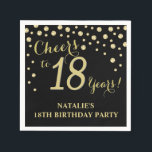 18th Birthday Party Black and Gold Diamond Napkin<br><div class="desc">18th Birthday Party Invitation with Black and Gold Glitter Diamond Background. Gold Confetti. Adult Birthday. Man or Woman Birthday. For further customization,  please click the "Customize it" button and use our design tool to modify this template.</div>