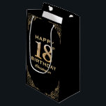 18th Birthday Party Black and Gold Glitter Frame Small Gift Bag<br><div class="desc">18th Birthday Party Black and Gold Glitter Frame Small Gift Bag. For further customization,  please click the "Customize it" button and use our design tool to modify this template.</div>