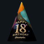 18th Birthday Party Black and Gold Party Hat<br><div class="desc">18th Birthday Party Black and Gold Colorful Balloons and Confetti Paper Plates. For further customization,  please click the "Customize it" button and use our design tool to modify this template.</div>