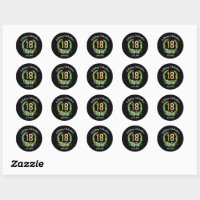 LARGE AGE NUMBER modern 18 gold glitter Classic Round Sticker, Zazzle