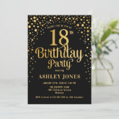 18th Birthday Party - Black & Gold Invitation (Standing Front)
