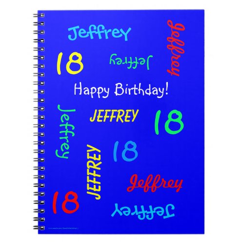 18th Birthday Party Blue Guest Book Repeat Name Notebook