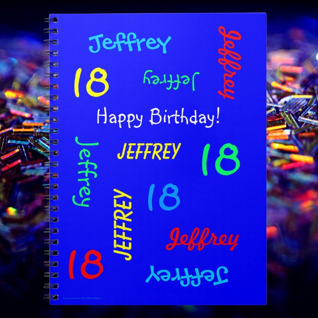 18th Birthday Party Blue Guest Book, Repeat Name Notebook (Creator Uploaded)