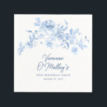 18th Birthday Party Blue Rose Floral Custom Napkins<br><div class="desc">Add flair to your birthday party table decor with these custom blue floral paper napkins.</div>