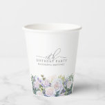 18th Birthday Party Blue White Floral Custom Paper Cups<br><div class="desc">Elegant white rose and blue wildflower floral arrangement decorates the bottom of this 18th birthday party personalized paper cup. 18th is written in a modern script font. The remainder of the text is a spacious serif.</div>