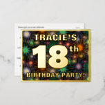 [ Thumbnail: 18th Birthday Party: Bold, Colorful Fireworks Look Postcard ]