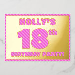 [ Thumbnail: 18th Birthday Party — Bold, Fun, Pink Stripes # 18 Invitation ]