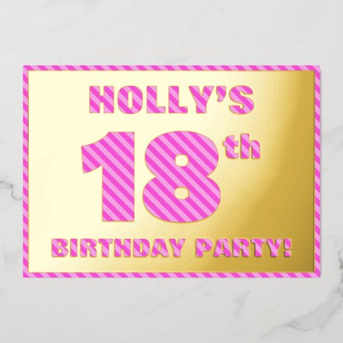 18th Birthday Party — Bold, Fun, Pink Stripes # 18