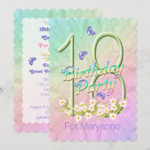 18th Birthday Party Butterfly Garden Invitation
