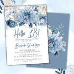 18th Birthday Party Dusty Blue Floral Invitation<br><div class="desc">Dusty blue floral 18th birthday party invitation for a fun birthday party</div>