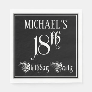 18th Birthday Party — Fancy Script + Custom Name Napkins