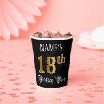 [ Thumbnail: 18th Birthday Party — Fancy Script, Faux Gold Look Paper Cups ]