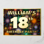 [ Thumbnail: 18th Birthday Party — Fun, Colorful Fireworks Look Invitation ]