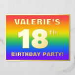 [ Thumbnail: 18th Birthday Party: Fun, Colorful Rainbow Pattern Invitation ]