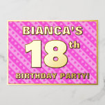 [ Thumbnail: 18th Birthday Party — Fun Pink Hearts and Stripes Invitation ]