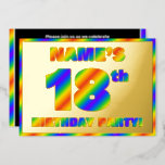 [ Thumbnail: 18th Birthday Party — Fun, Rainbow Spectrum “18” Invitation ]