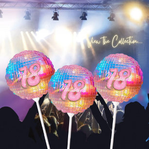 18th Birthday Party Gold Pink Glitter Disco Ball Balloon