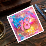 18th Birthday Party Gold Pink Glitter Disco Ball Napkins<br><div class="desc">Do you love the 80s dancing disco ball? The 70s disco ball? Look at our 18th Birthday Party Gold Pink Glitter Disco Ball Napkins! Celebrate in style with our vibrant birthday disco ball napkin featuring a colorful gold mirror disco ball and dazzling typography with a digital glitter and gold effect....</div>