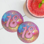 18th Birthday Party Gold Pink Glitter Disco Ball Round Paper Coaster<br><div class="desc">Do you love the 80s dancing disco ball? The 70s disco ball? Look at our 18th Birthday Party Gold Pink Glitter Disco Ball Paper Coaster! Celebrate in style with our vibrant birthday disco ball paper coaster featuring a colorful gold mirror disco ball and dazzling typography with a digital glitter and...</div>