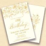 18th Birthday Party Gold Rose Floral Ivory White Invitation<br><div class="desc">Elegant open line gold roses create the perfect top border. The ivory white background gives it a cozy warm glow and the calligraphy adds a luxe touch. This invitation is part of the Luxe Gold Rose Collection. It contains templates for birthday suite stationery,  welcome signs and party decorations.</div>