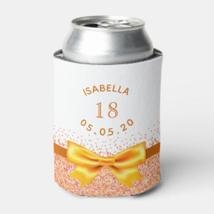 18th birthday party gold white bow can cooler