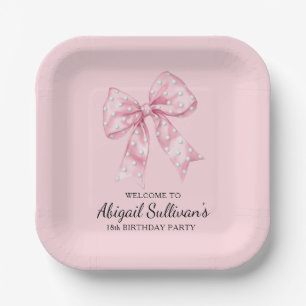 18th Birthday Party Golf Theme Pink Bow Golf Ball Paper Plates