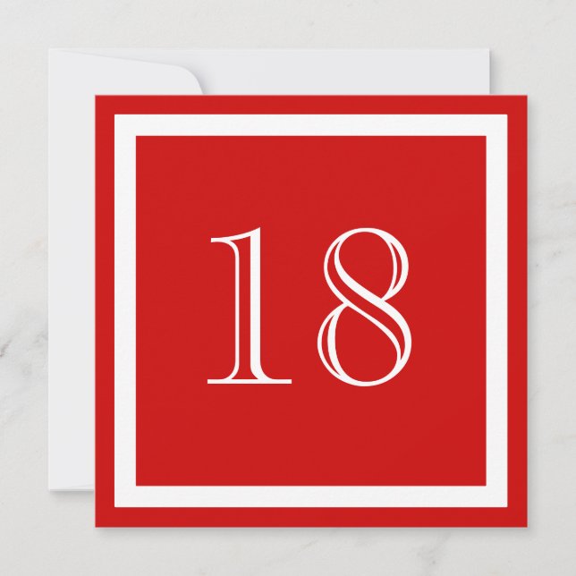 18th Birthday Party Invitation - Red (Front)