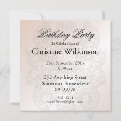 18th Birthday party invitation, roses and pearls Invitation (Back)