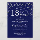 18th Birthday Party Invitation - Silver Navy Blue<br><div class="desc">18th Birthday Party Invitation.
Elegant design with faux glitter silver and navy blue. Cheers to 18 Years! Message me if you need further customization.</div>
