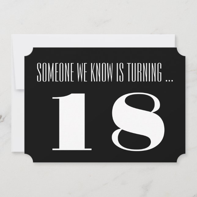 18th Birthday party Invite, black and white. Invitation (Front)