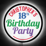 18th Birthday Party LED Sign<br><div class="desc">To celebrate a special birthday. Designed for someone who is 18 years of age. 18th birthday celebration. Birthday party. Add the name and number. Birthday party illuminated sign.</div>