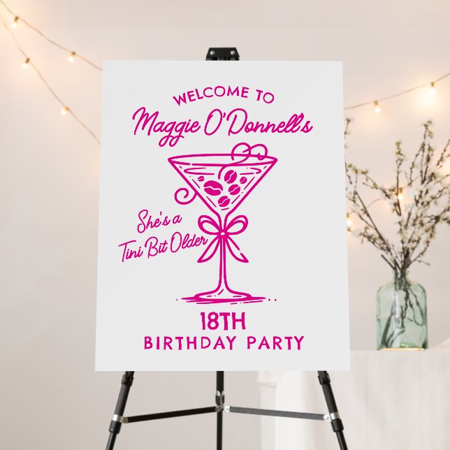18th Birthday Party Martini Welcome Foam Boards (In Situ (Stand))