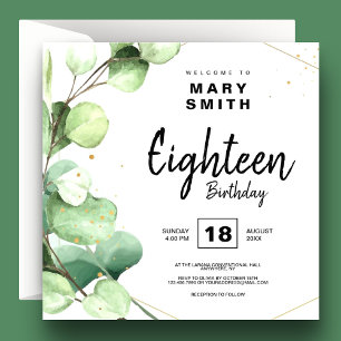 18th Birthday Party Modern Elegant Cute Eighteenth Invitation