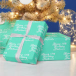 18th Birthday Party Name Teal Aqua Turquoise  Wrapping Paper<br><div class="desc">Personalized,  modern,  elegant,  teal aqua,  turquoise,  18th Birthday wrapping paper. Perfect for her. 18th birthday party.</div>
