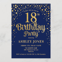 18th Birthday Party - Navy & Gold