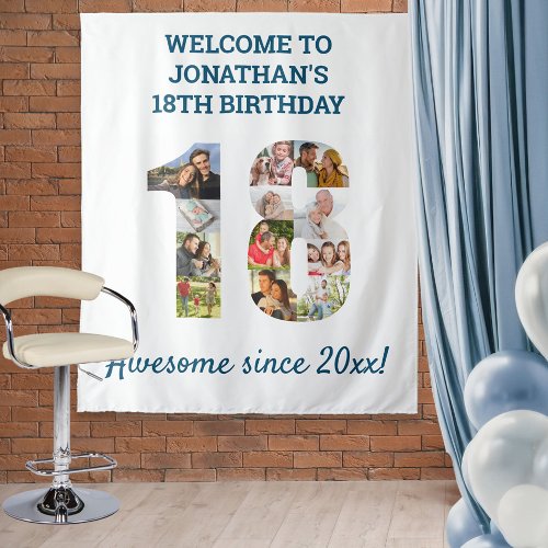 18th Birthday Party Photo Collage Backdrop