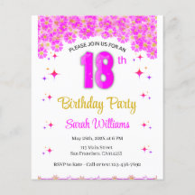 18th Birthday Party- Pink Invitation