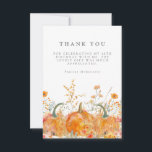 18th Birthday Party Pumpkin Wildflower Custom Thank You Card<br><div class="desc">Fall pumpkins are nestled in delicate golden yellow and orange wildflowers to create an elegant aesthetic. All of the text is editable so you can easily craft your own special mood.</div>
