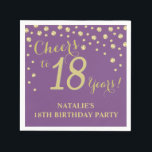 18th Birthday Party Purple and Gold Diamond Napkin<br><div class="desc">18th Birthday Party Invitation with Purple and Gold Glitter Diamond Background. Gold Confetti. Adult Birthday. Man or Woman Birthday. For further customization,  please click the "Customize it" button and use our design tool to modify this template.</div>