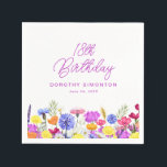 18th Birthday Party Purple Wildflower Custom Napkins<br><div class="desc">A pretty watercolor wildflower border decorates the bottom of this 18th birthday party custom cocktail napkin. The colorful wildflowers are perfect for a spring or summer birthday party. The birthday celebrant's name and birthday follow. All text is editable.</div>
