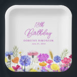 18th Birthday Party Purple Wildflower Custom Paper Plates<br><div class="desc">A pretty watercolor wildflower border decorates the bottom of this birthday party custom paper plate. The colorful wildflowers are perfect for a spring or summer birthday party. The birthday celebrant's name and birthday are included for you to personalize. All text is editable.</div>