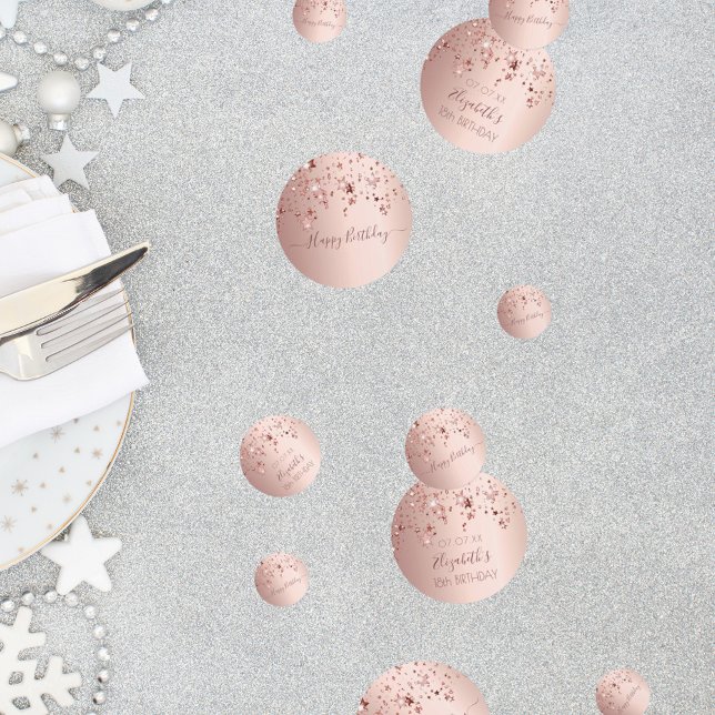 18th birthday party rose gold pink stars glam confetti (Creator Uploaded)